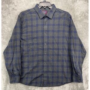 Untuckit Men's Flannel Shirt 2XL Gray Plaid‎  Button Up Long Sleeve Casual